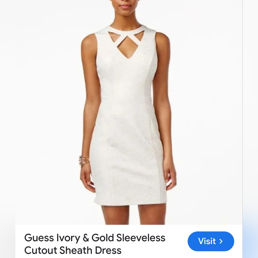 Guess Ivory Sleeveless Cutout Sheath Dress